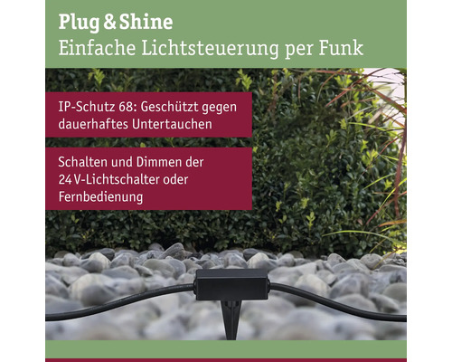 Paulmann Plug & Shine Controller IP68 433 MHz zwart met afstandsbediening 230/24V