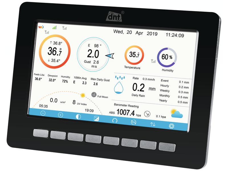 dnt Wetterstation WeatherScreen PRO WiFi-Wetterstation mit Display, Raumklimasensor und Funk-Solar-Kombisensor