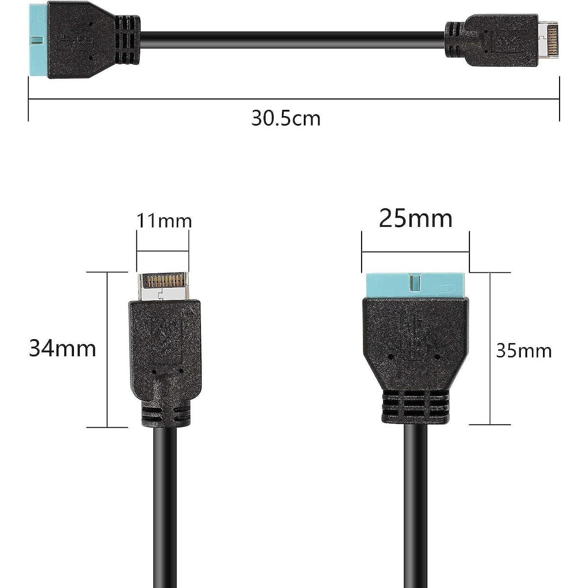 NÖRDIC USB Type-E til 20 pins USB header adapter 30cm