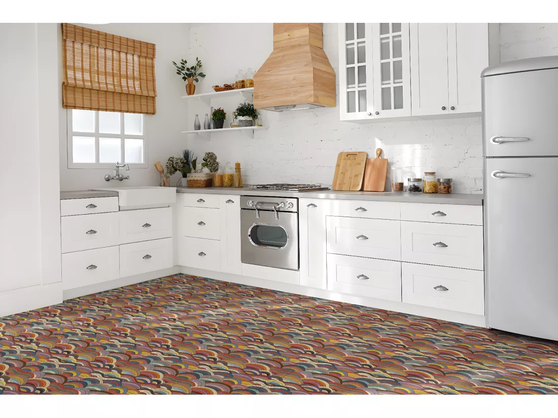 Carreaux autocollants PVC, Carrelage PVC adhésif - 9x30x30 - Vagues patchwork