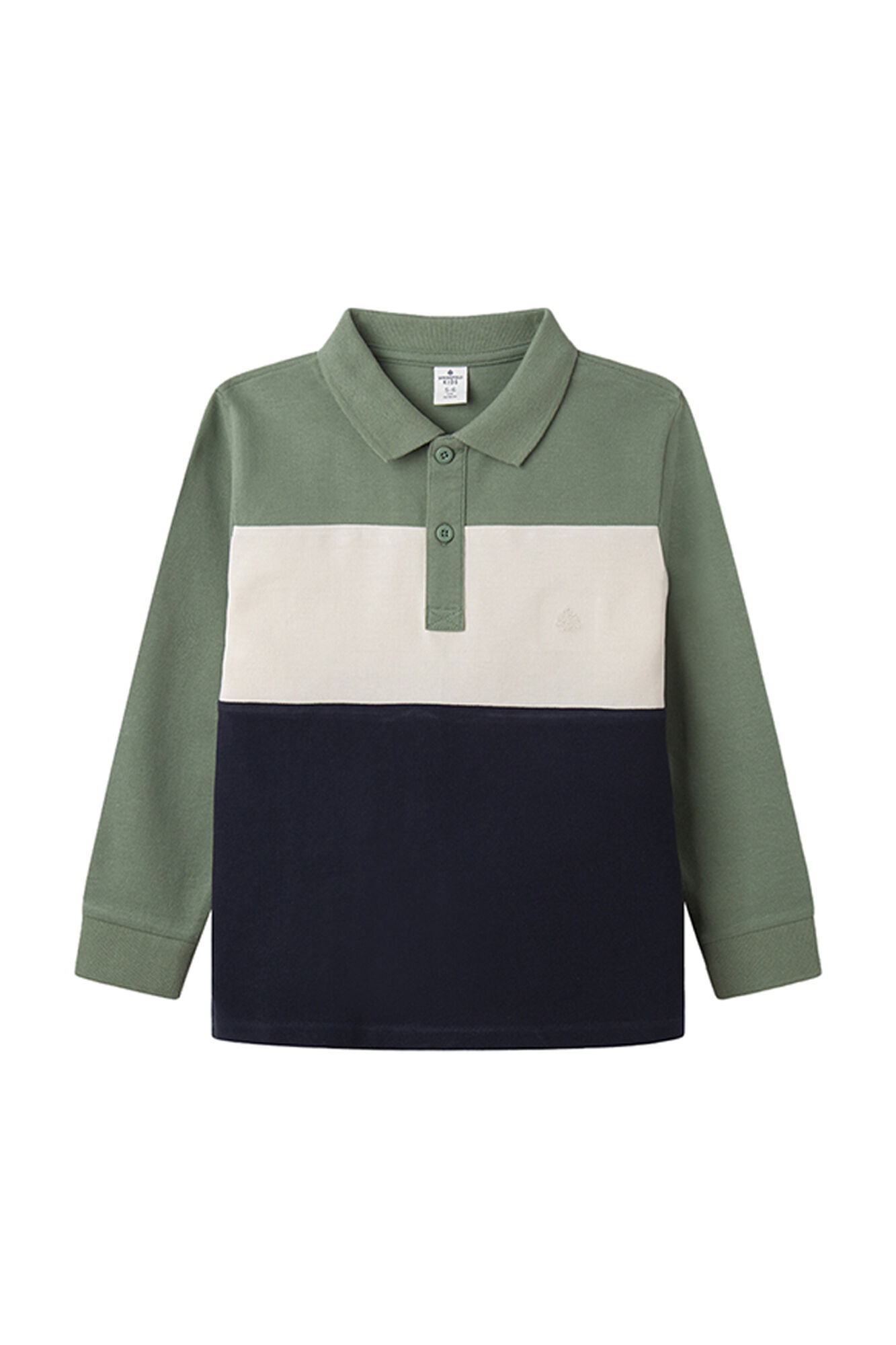 Camisa polo de manga comprida com blocos de cores para meninos
