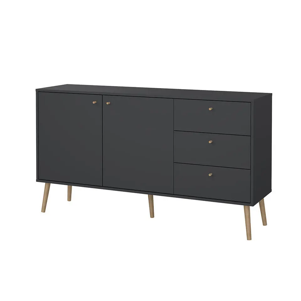 Hioshop Bodo dressoir 2 deuren- 3 lades matgrijs