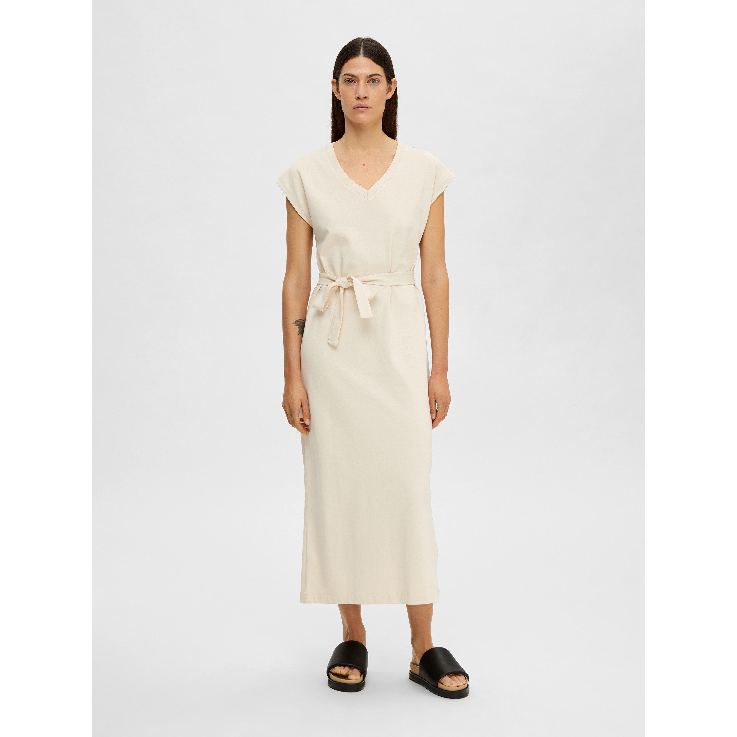 Selected Femme Cap Sleeve Belted Midi Dress