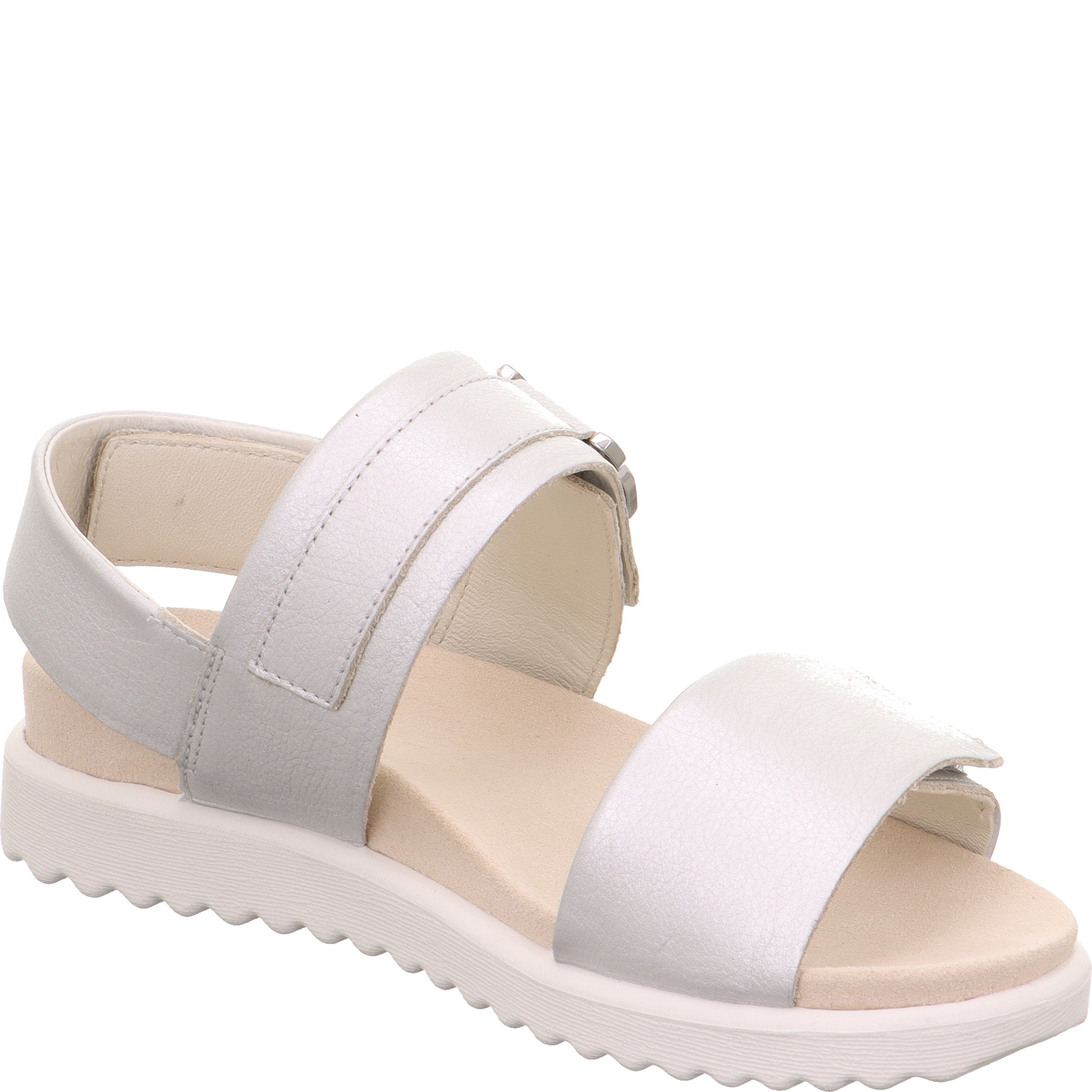 legero MOVE Damen  Sandale mit Klettverschluss - Farbe: Metallic Silber - Größe: 40