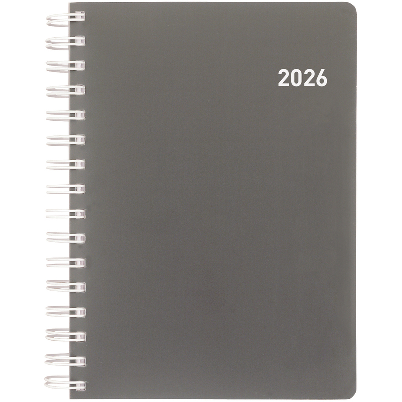 Biella Agenda 2026 Registra plus, A5, Wire-O, 1 Tag / Seite, grau