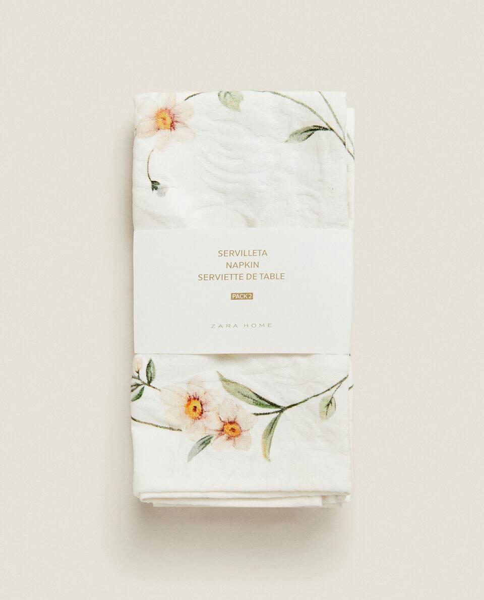 Guardanapos florais em jacquard (pacote com 2)