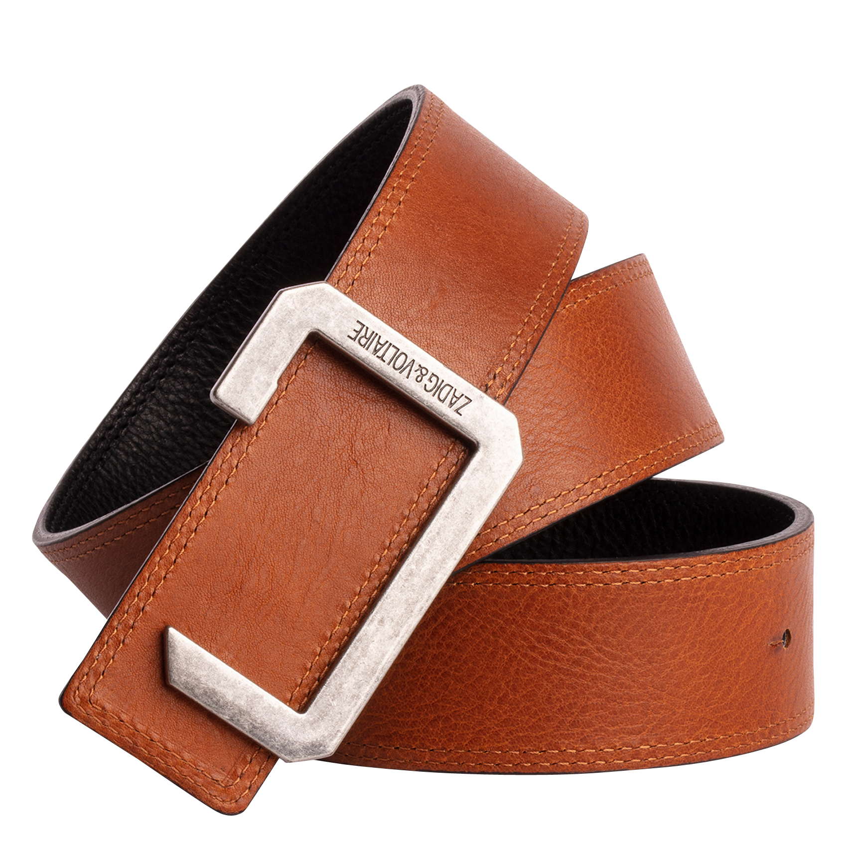 LA REVERSIBLE - Ceinture à boucle réversible en cuir | Marron