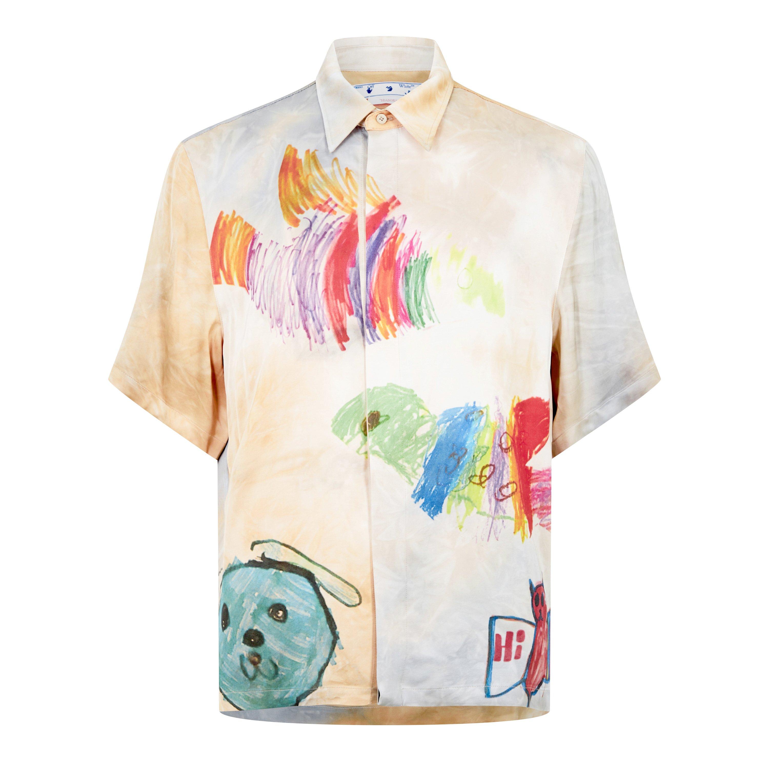 Off White Cartoon-Print Short-Sleeved Shirt