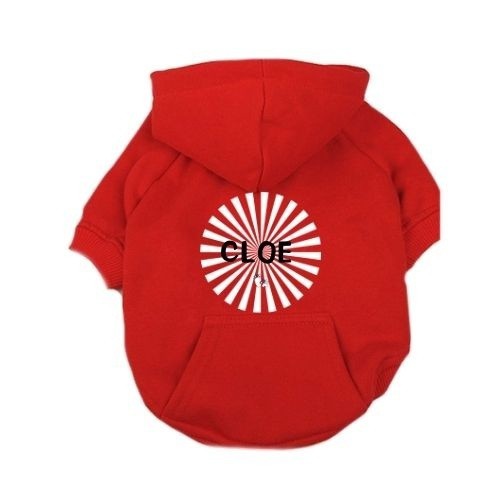 Moletom vermelho personalizável para cachorro com raios.