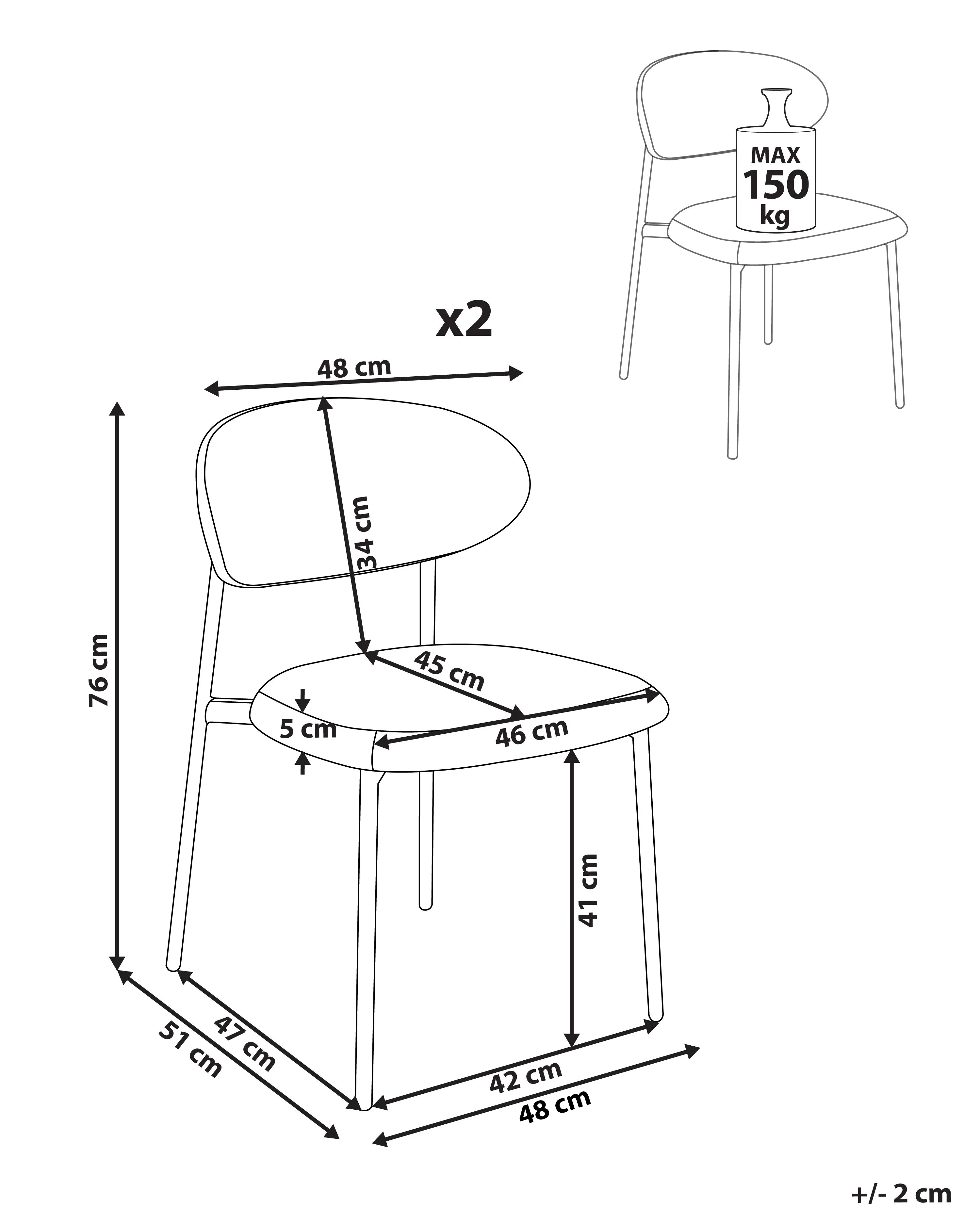 Set van 2 eetkamerstoelen COWLEY Chenille Lichtbeige