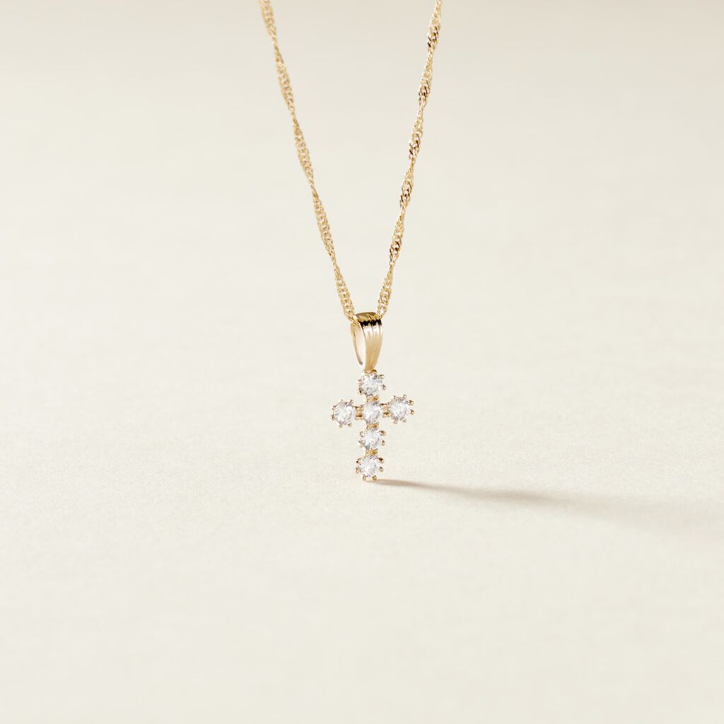 Pendentif Canice Croix Or Jaune Oxyde De Zirconium