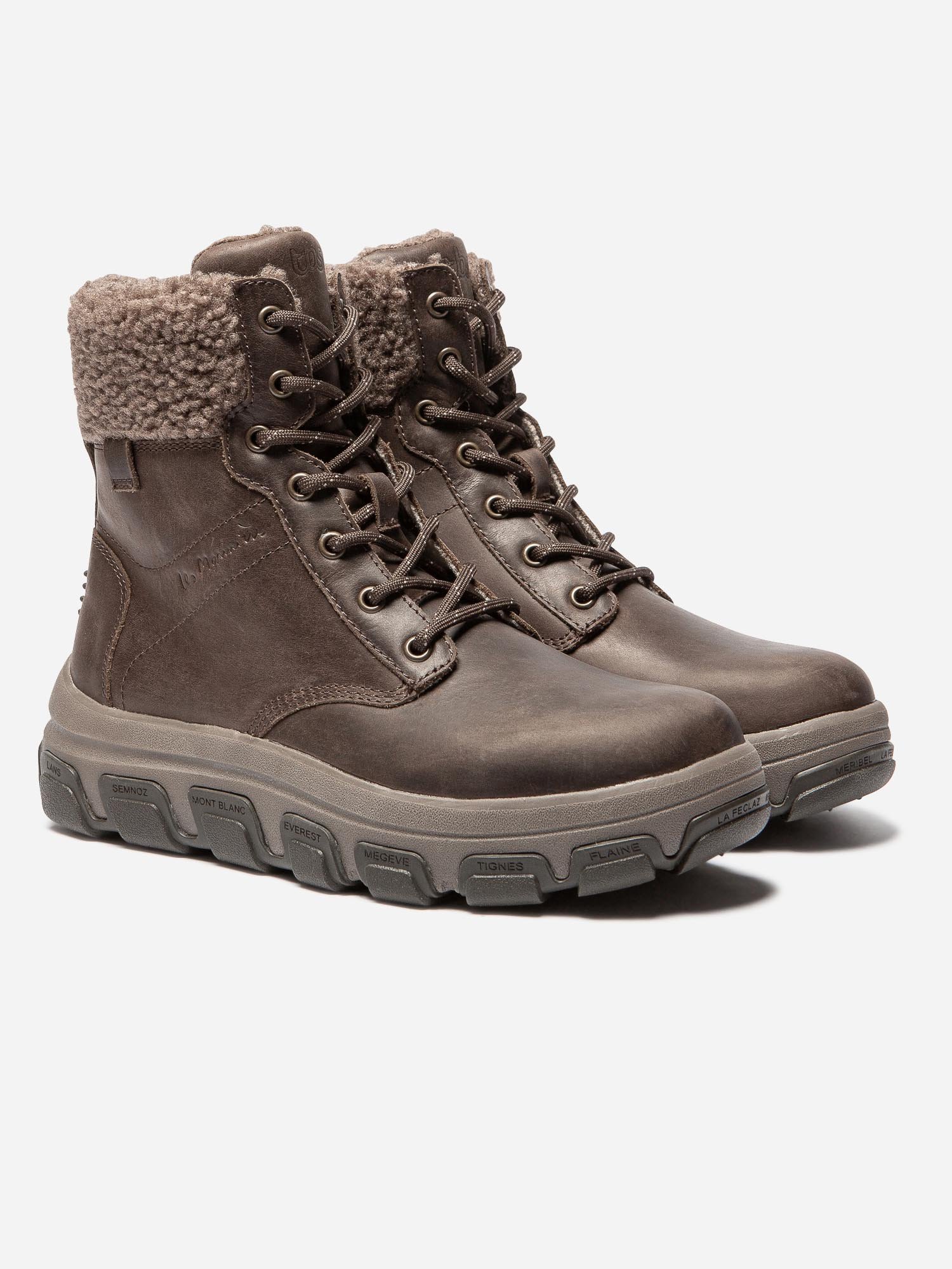 Boots Femme Fourrées Semelle Crantée Cuir Marron