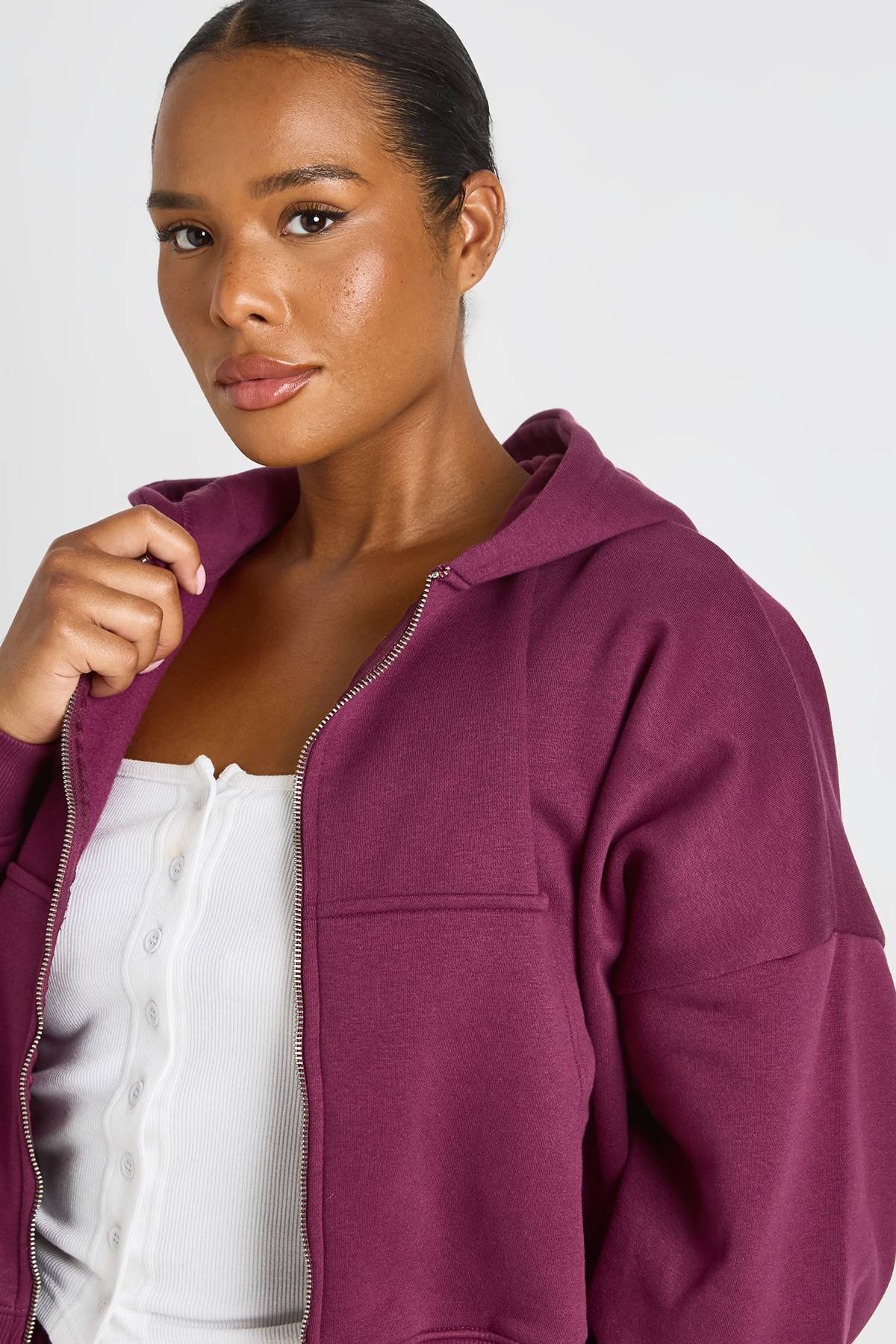boohoo Sweat À Casynthétiqueche Zippé Oversize À Manches Ballon Coupe Boxy Basique Core Plus