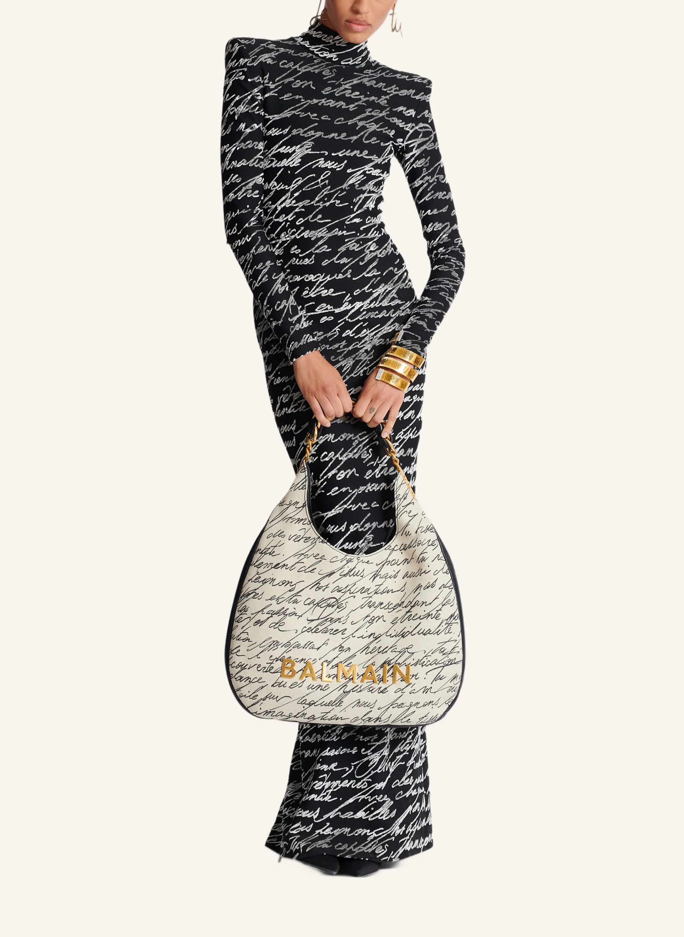 BALMAIN Großer Shopper 1945 Soft Hobo aus bedrucktem Canvas