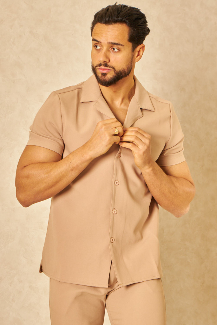 Ensemble 2 pièces chemise + pantalon beige