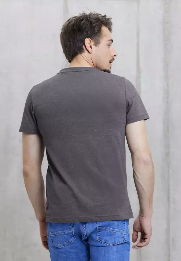 T-Shirt in Melange Optik - coal grey melange