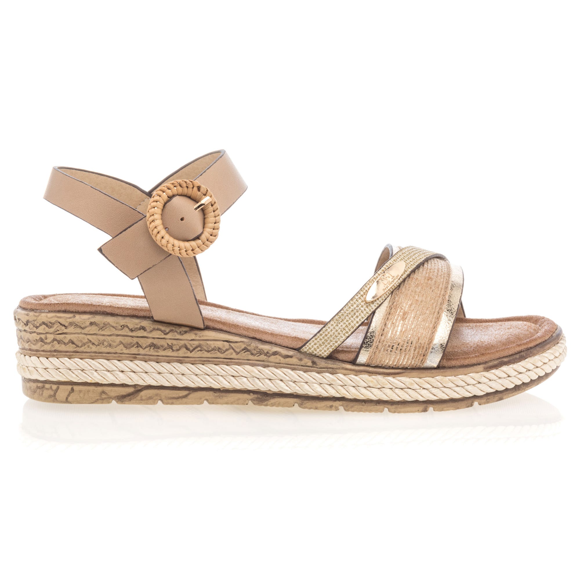 Nu-pieds à talon compensé Femme beige