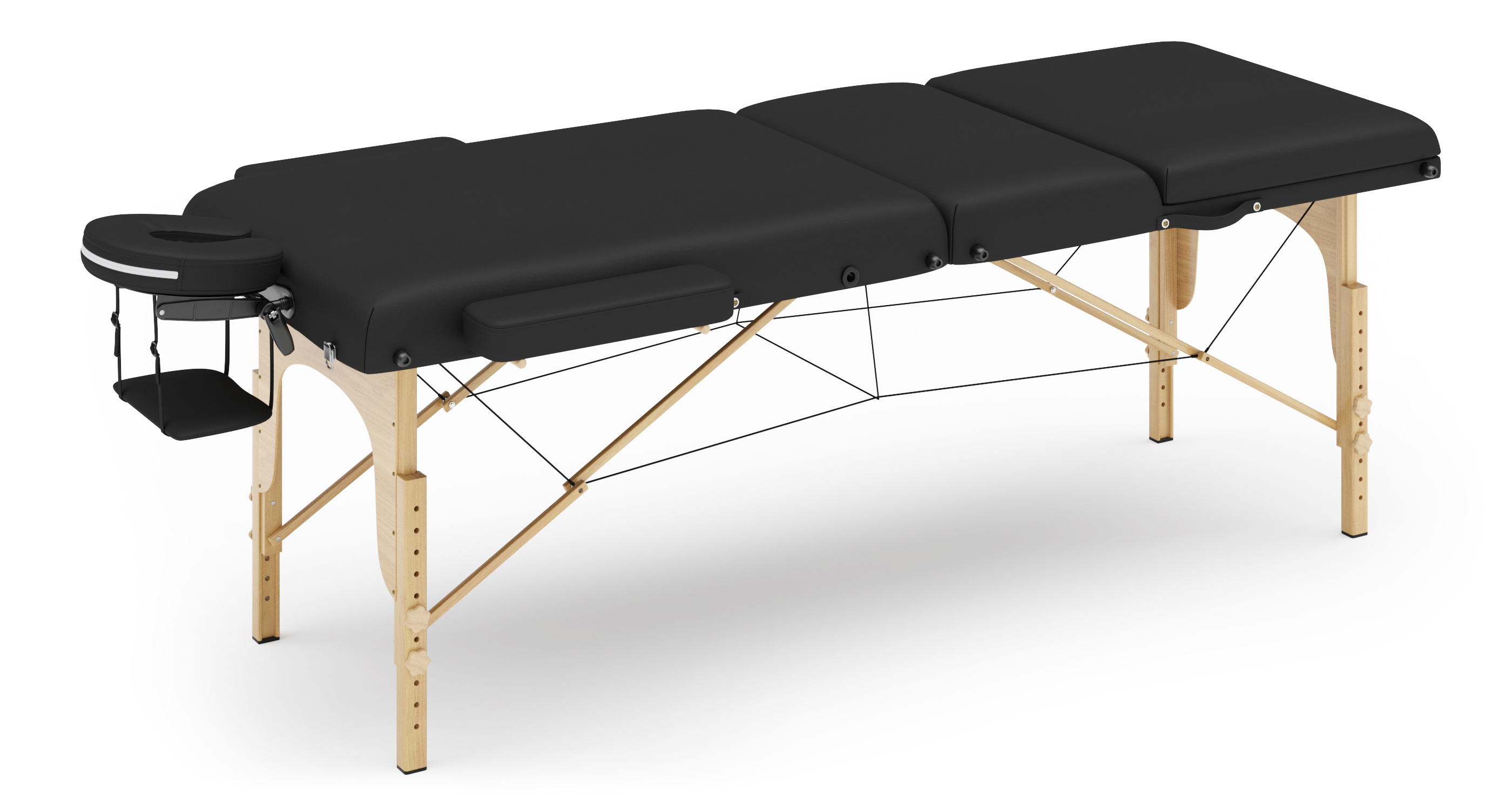 Massageliege 3-Zonen mit Lagerungsrollen schwarz