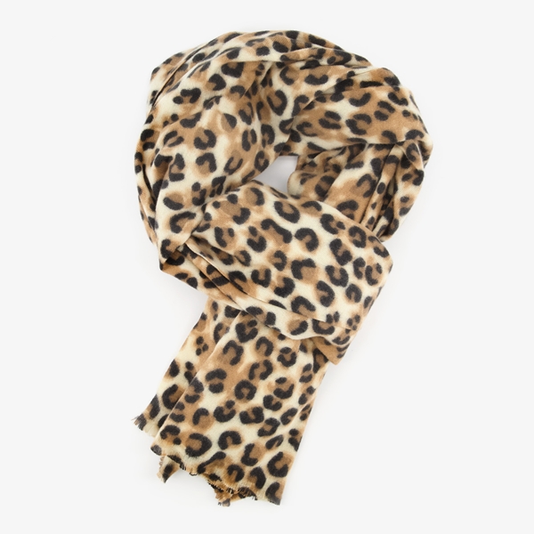 Dames sjaal met luipaardprint bruin