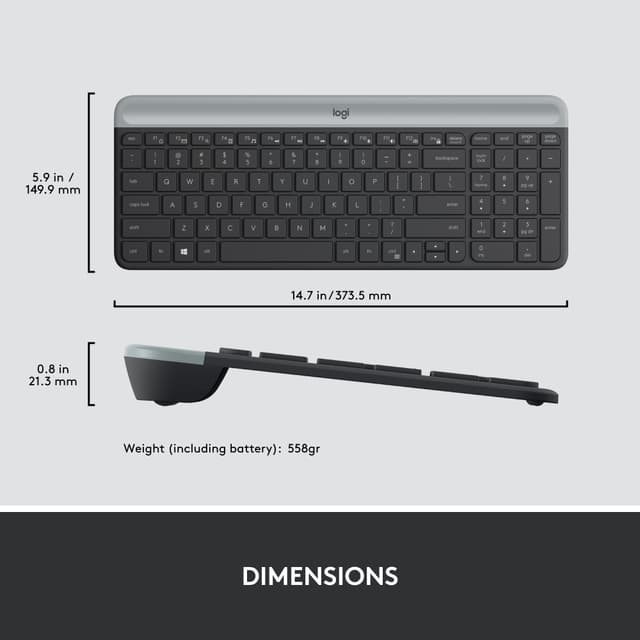 Logitech MK470 Slim Combo mus og tastatur (graphite)