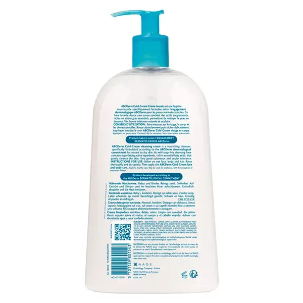 Creme de Limpeza Nutritivo Bioderma ABCDerm Cold-Cream para Bebês e Crianças 1L
