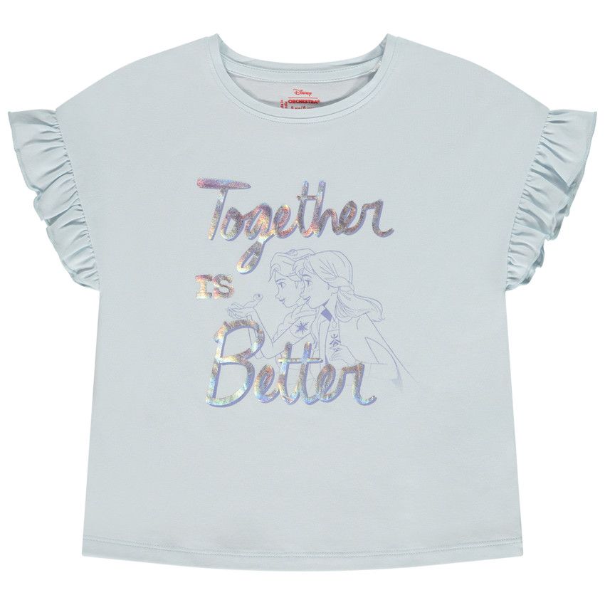 T-shirt manches courtes print irisé Reine des Neiges Disney pour fille - Bleu
