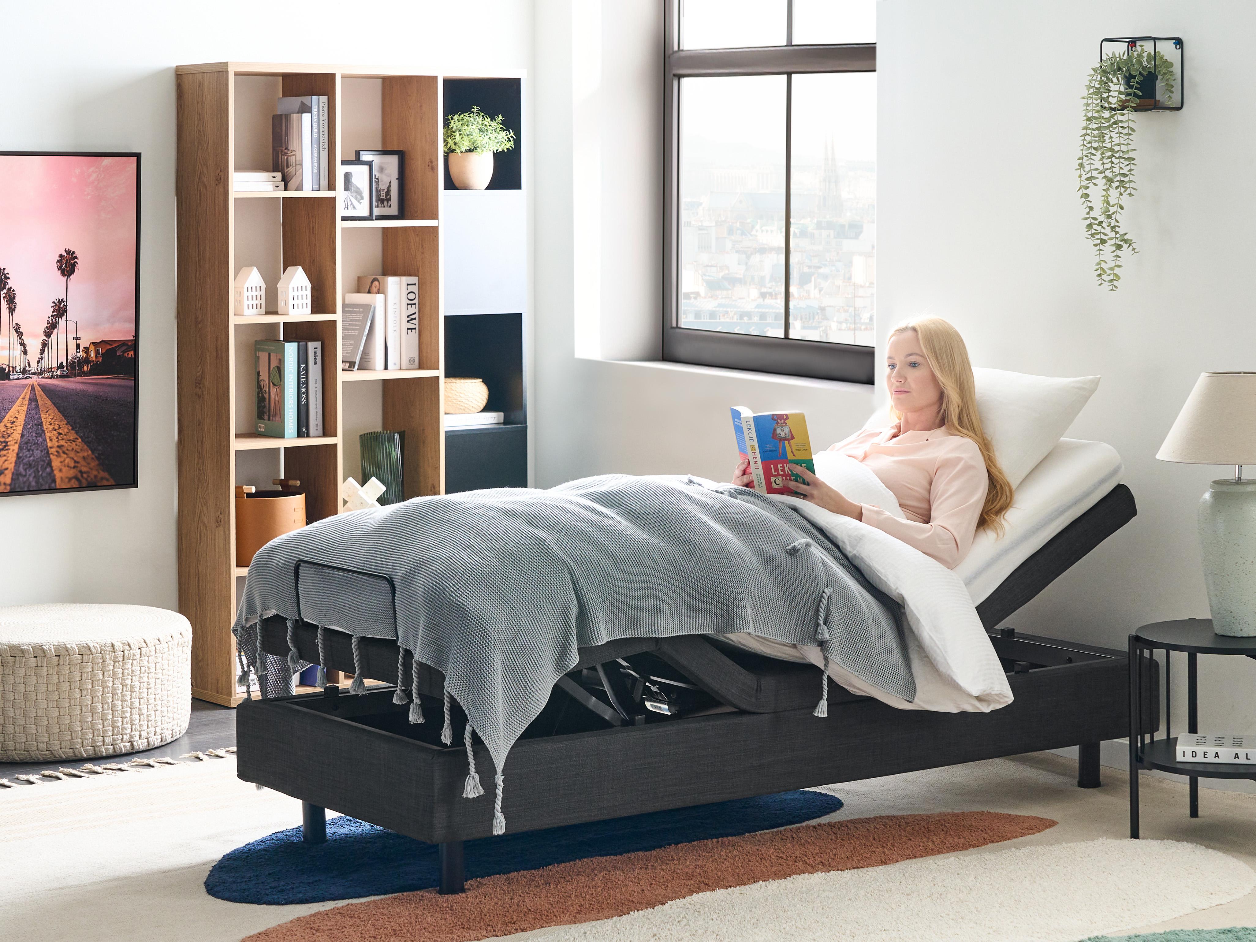 Verstelbaar bed zonder hoofdbord Stof DUKE 90 x 200 cm Donkergrijs