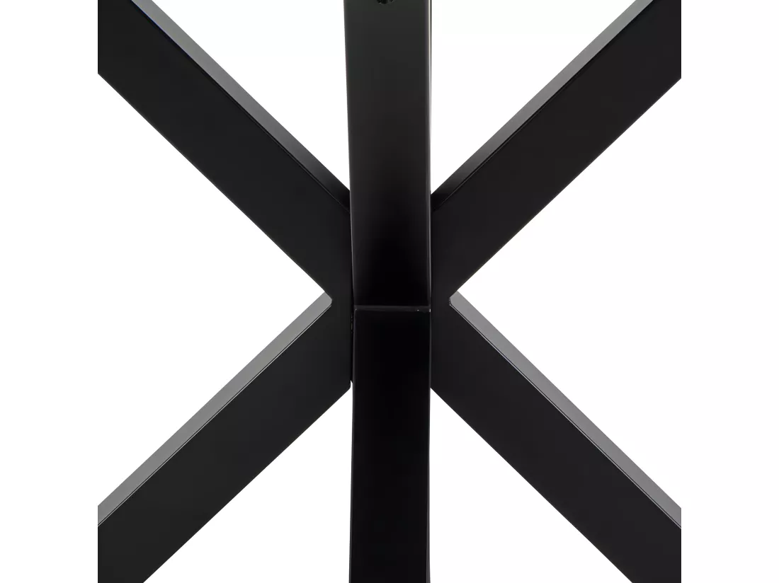 Eurame - Table à manger 4 personnes ronde en céramique et métal - Blanc