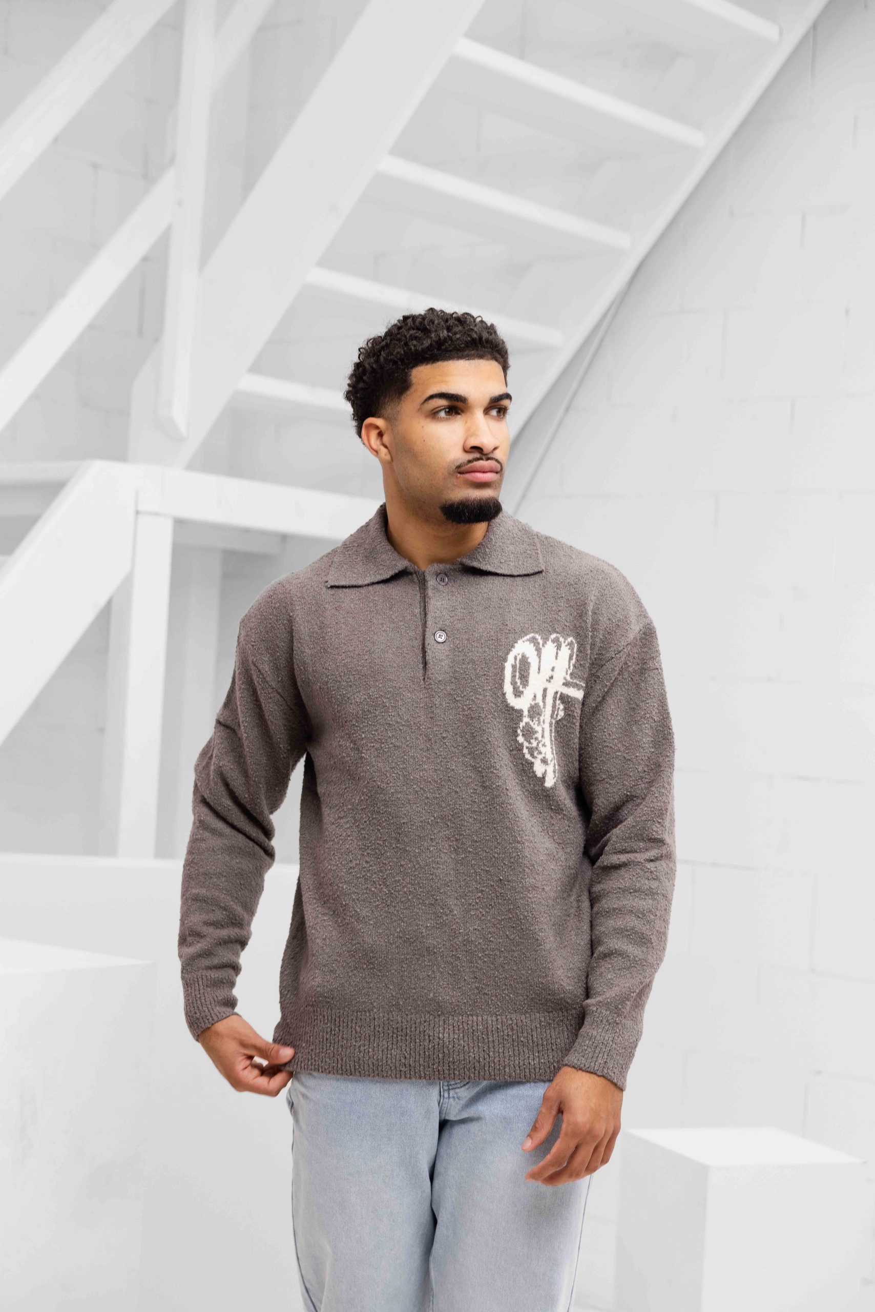 Off The Pitch Boucle Grip Sweater Heren Grijs
