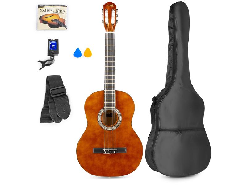 MAX Konzertgitarre SoloArt Set Dark Natural Klassische Gitarre mit Zubehör