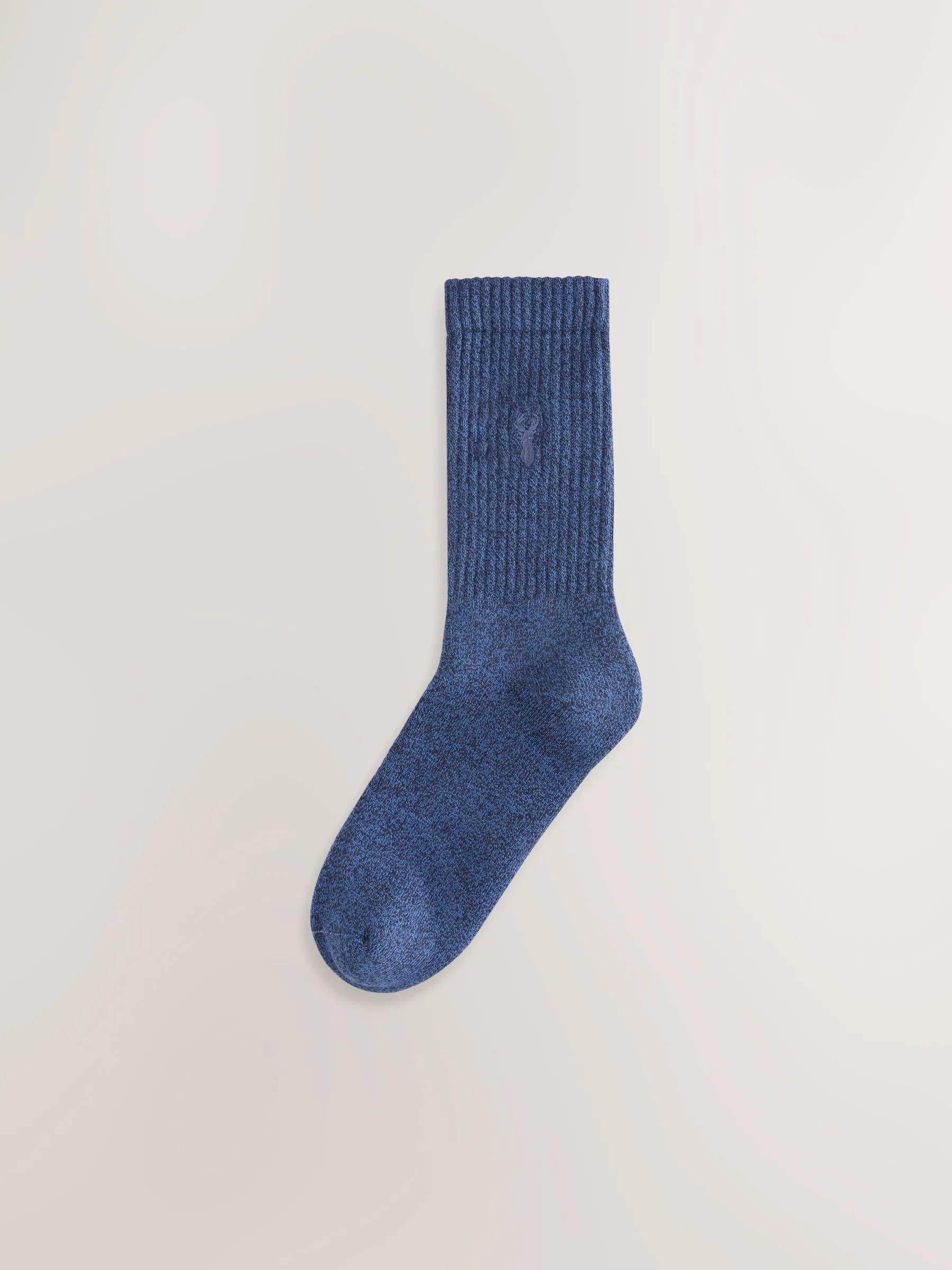 Blauw/grijs met twist - Verpakking van 10 paar dikke sokken met hertenborduurwerk