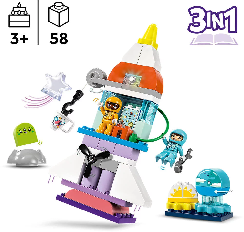 LEGO®DUPLO®MA VILLE 10422 - L'AVENTURE EN NAVETTE SPATIALE 3-EN-1