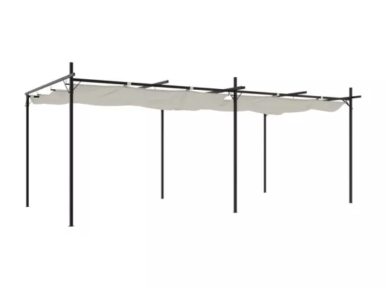 Pergola avec toit rétractable crème 589x292x230 cm