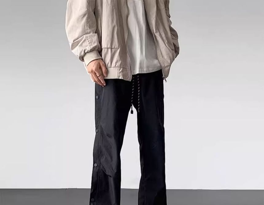 Savenne - Mid Rise Plain Mesh Panel Wide Leg Broek
