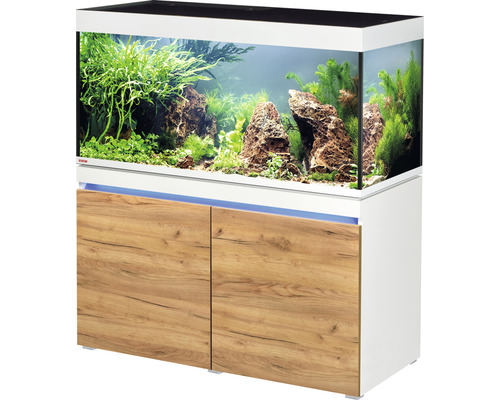 EHEIM incpiria 430 aquariumcombinatie met LED-verlichting en verlichte kast, alpen/eiken