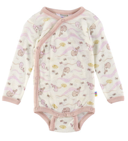 Joha Slå om Body l/æ - Uld - Off White/Støvet Rosa m. Hval