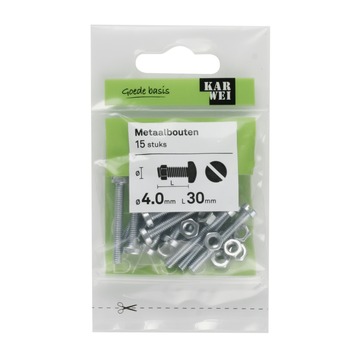 KARWEI metaalbout verzinkt 4x30 mm 15 stuks