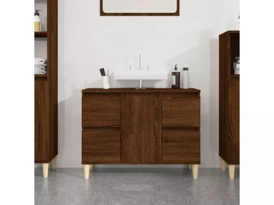 Meuble d'évier chêne marron 80x33x60 cm bois d'ingénierie