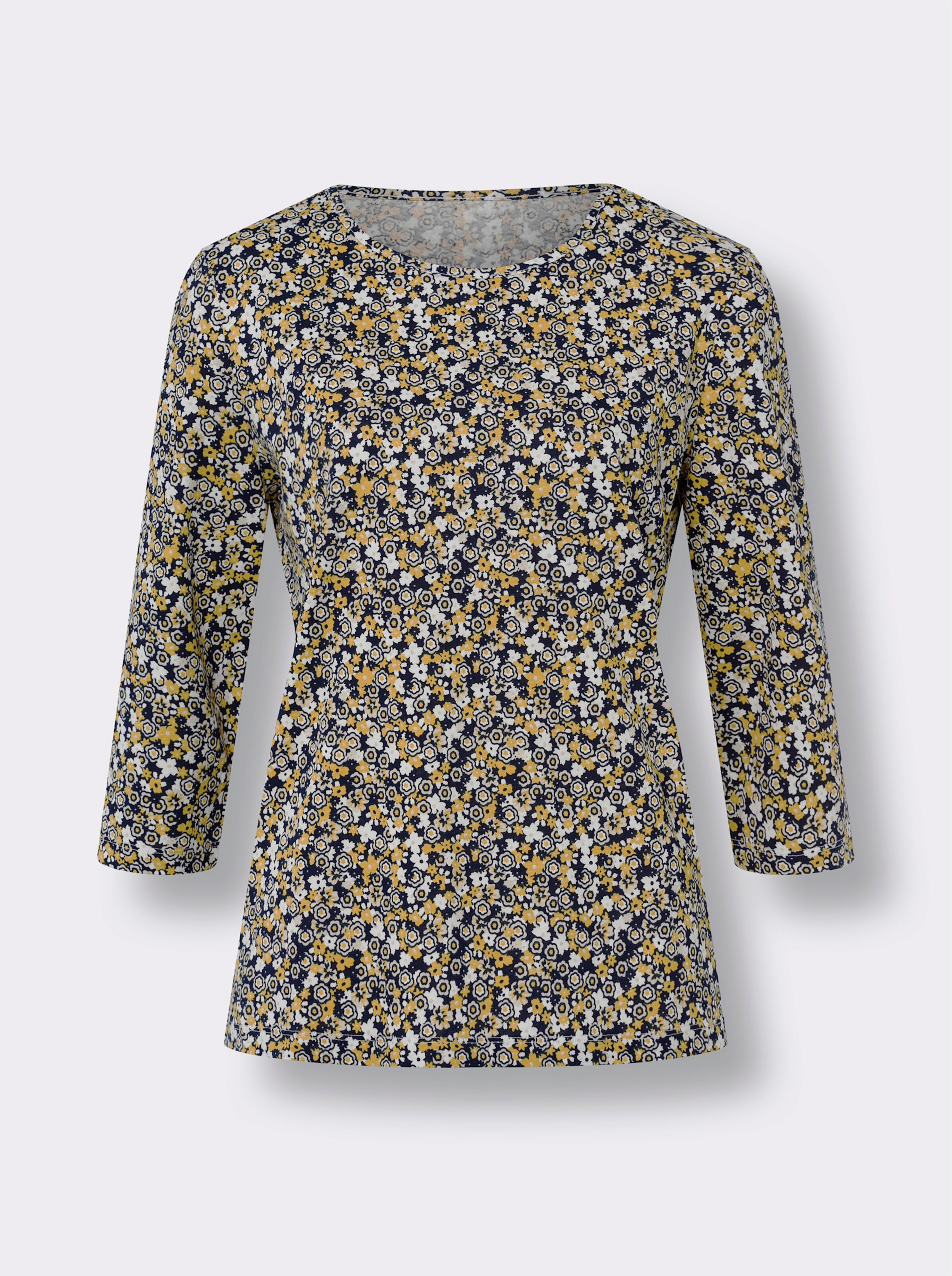 34-Arm-Shirt mit Millefleurs-Muster