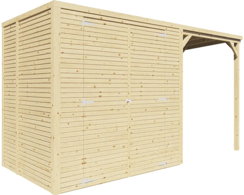 Bertilo Cubico 2 Plus Fineline Rhombus profiel tuinhuis, 373 x 170 cm, naturel