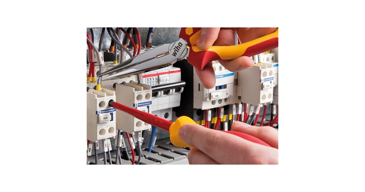 WihaGereedschapset elektricien gereedschapsset  (Rood/geel, 12-delig in gereedschapetui)