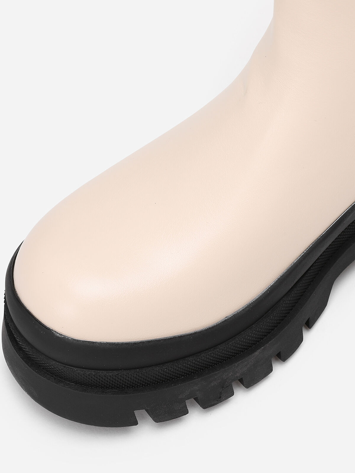 Bottines chelsea en simili crantées- Beige