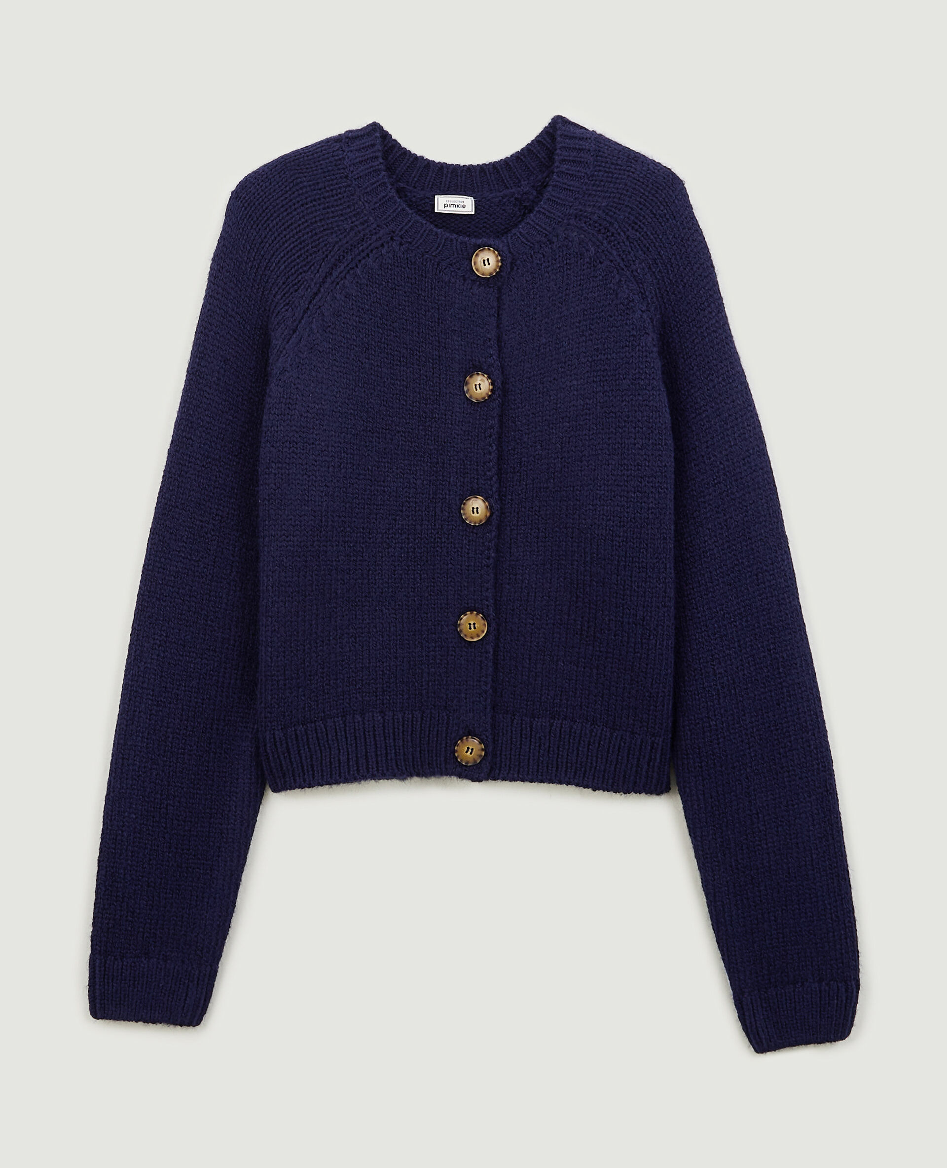 Gilet en maille avec gros boutons - Bleu marine