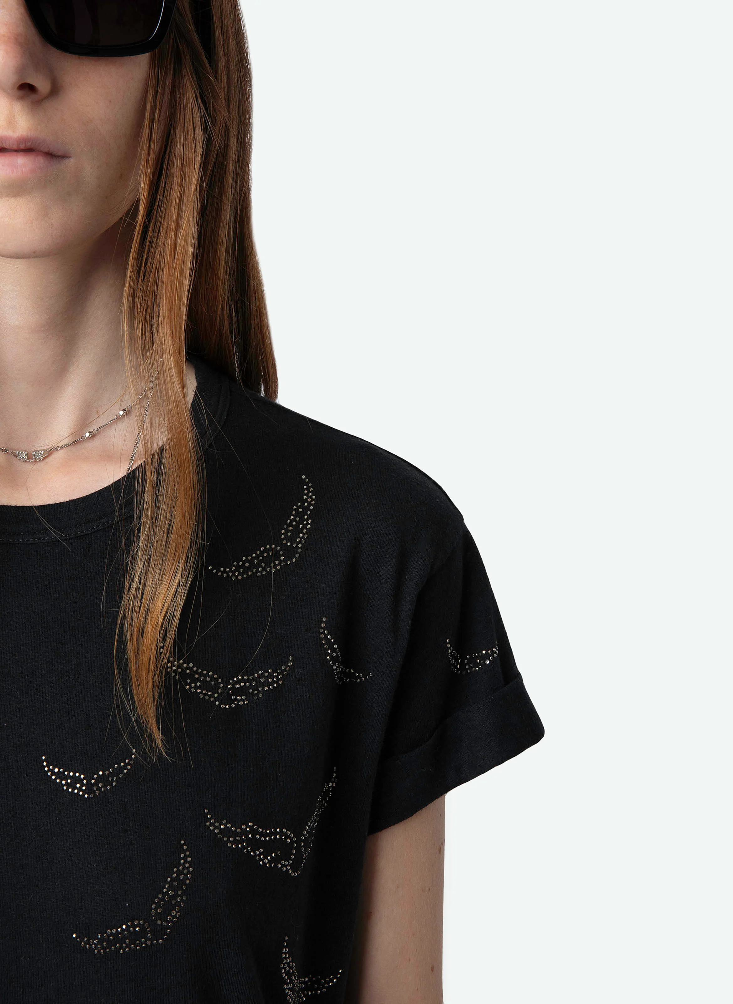 ANYA - Tee-shirt manches courtes en coton et lin mélangés | Bleu