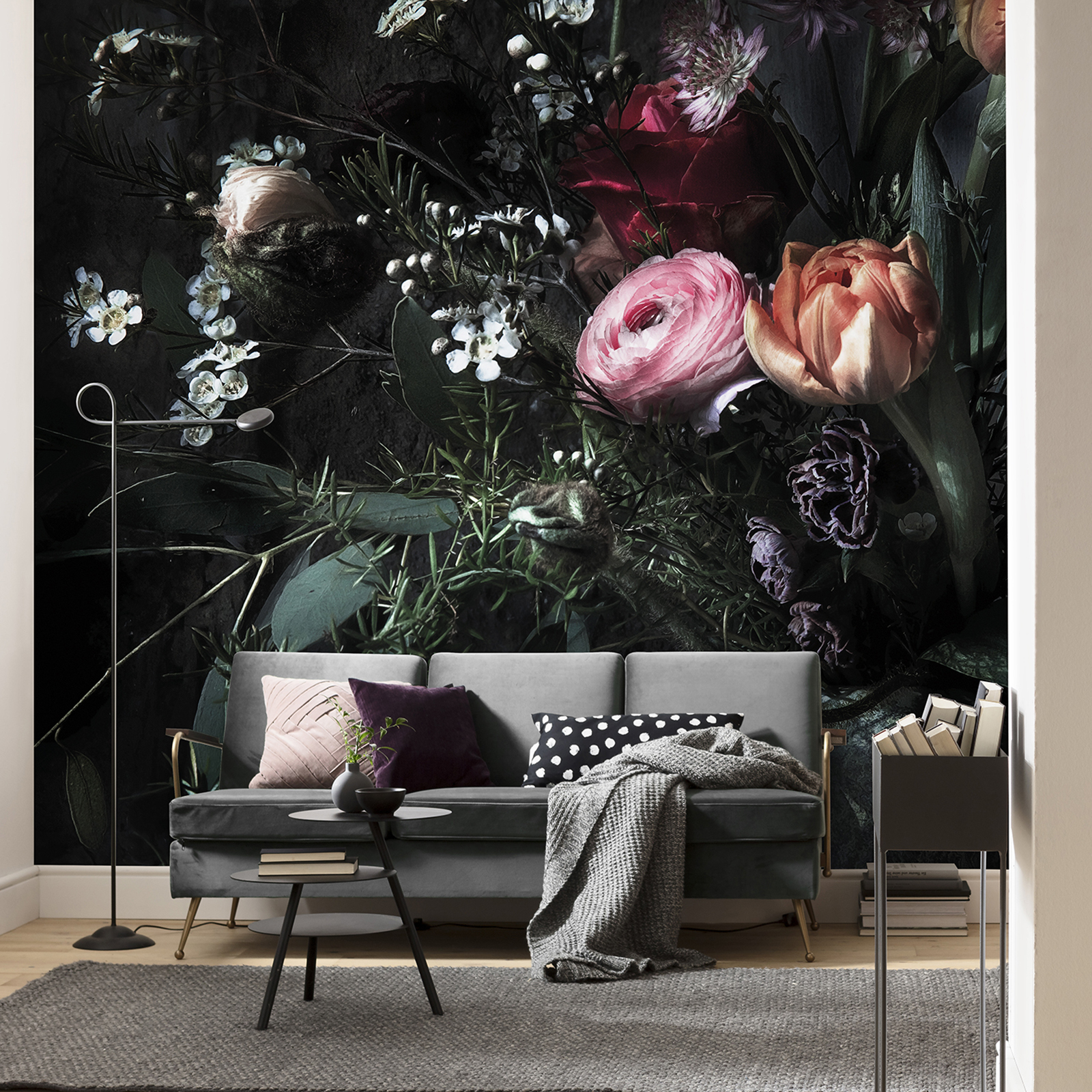 Papier-Fototapete STILL LIFE - schwarz-grün - 3,68 Meter