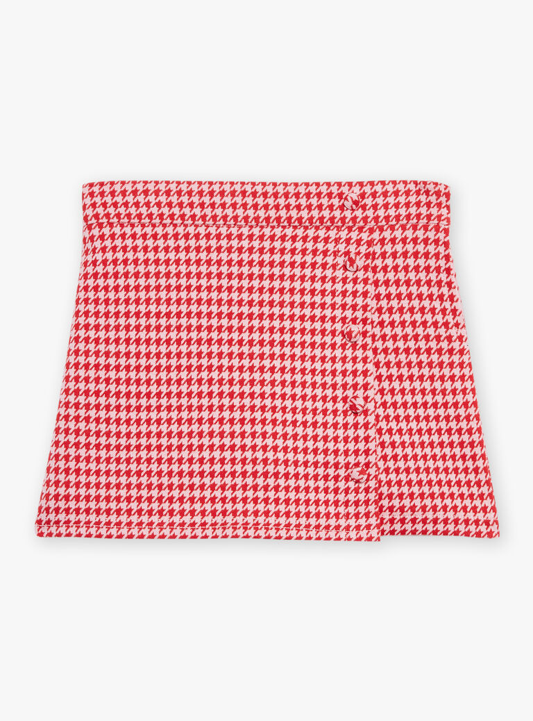 Jupe-short rose barbapapa et rouge à imprimé pied-de-poule