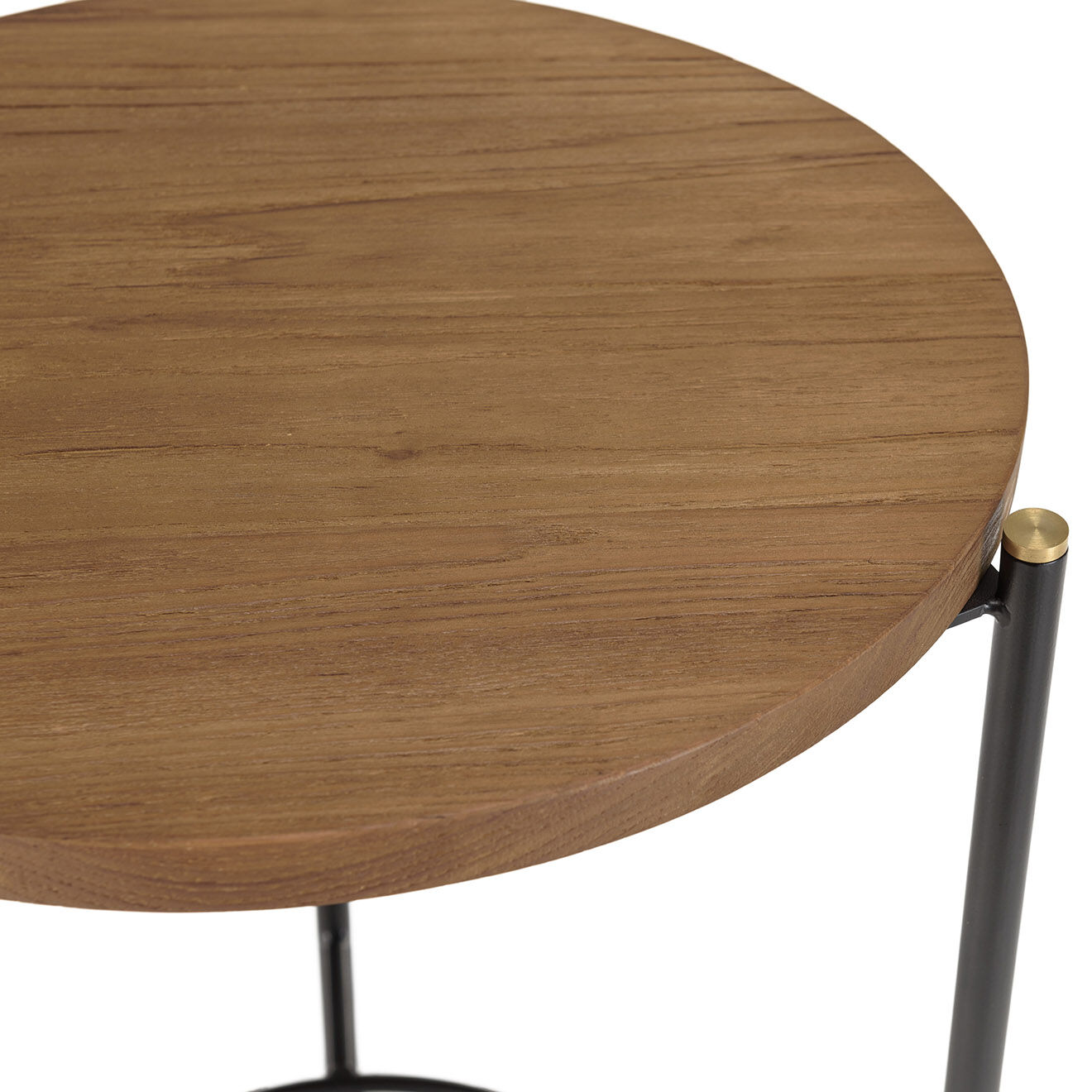 Macabane Table d'appoint ronde 3 pieds en métal noir Sixtine bois - 40x42x55 cm