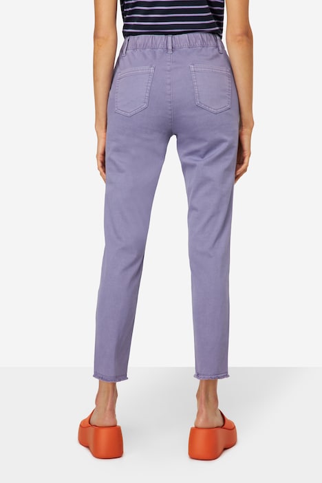 7/8-Slimhose, schmale Passform, 4-Pocket, Fransensaum, mit recyceltem Polyester