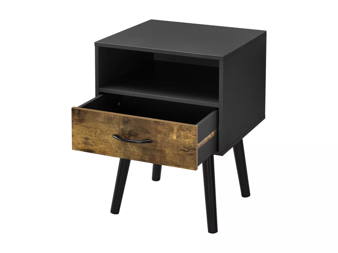 Lot de 2 tables d'appoint Gävle noir effet bois foncé [en.casa]
