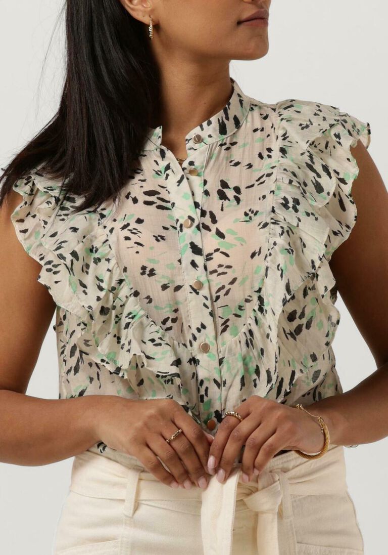 SUMMUM mint summum top blouse green spot print sleeveless